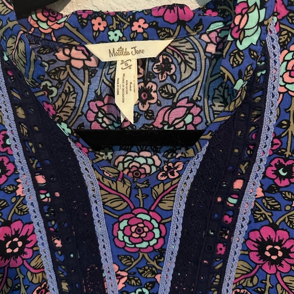 Matilda Jane Sz S Thoughts and Dreams Blue and Pink Floral Long Sleeve Dress - Picture 2 of 7